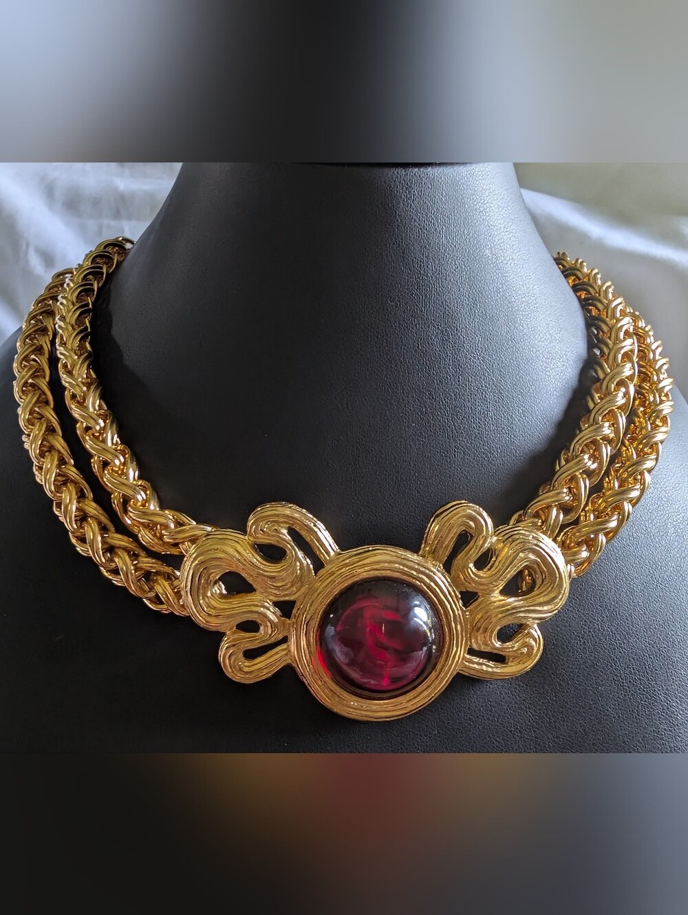 Givenchy Gold-Tone Necklace with Purple Cabochon